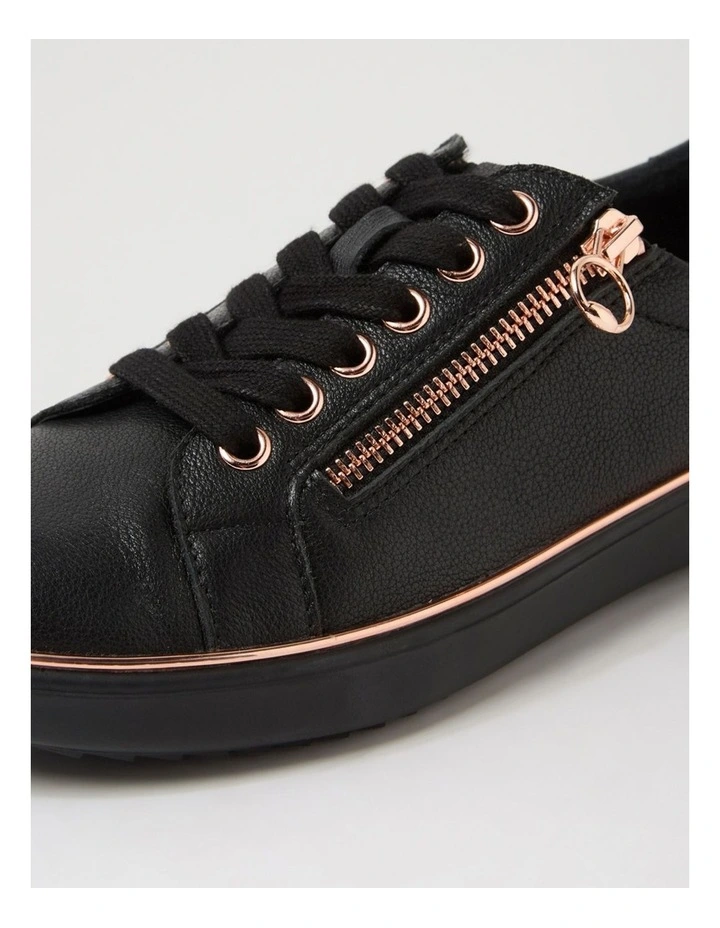 Lincon D Black Rose Gold Leather Sneakers image 5
