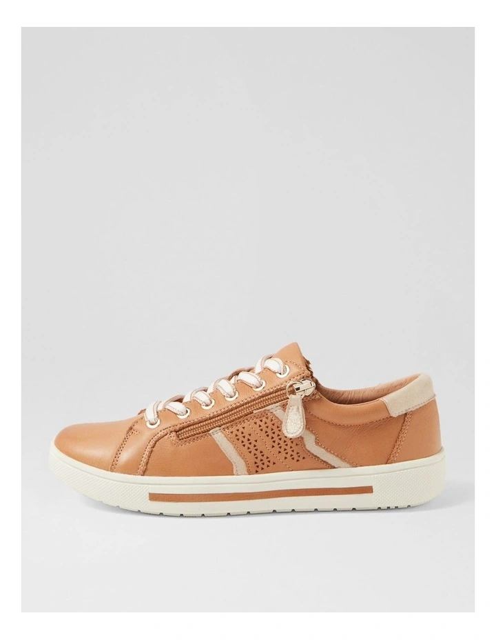 Emillio Tan Platinum Leather Suede Sneakers image 1