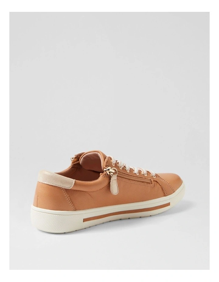 Emillio Tan Platinum Leather Suede Sneakers image 2
