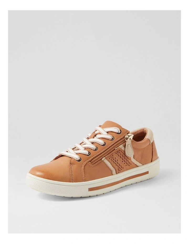 Emillio Tan Platinum Leather Suede Sneakers image 3