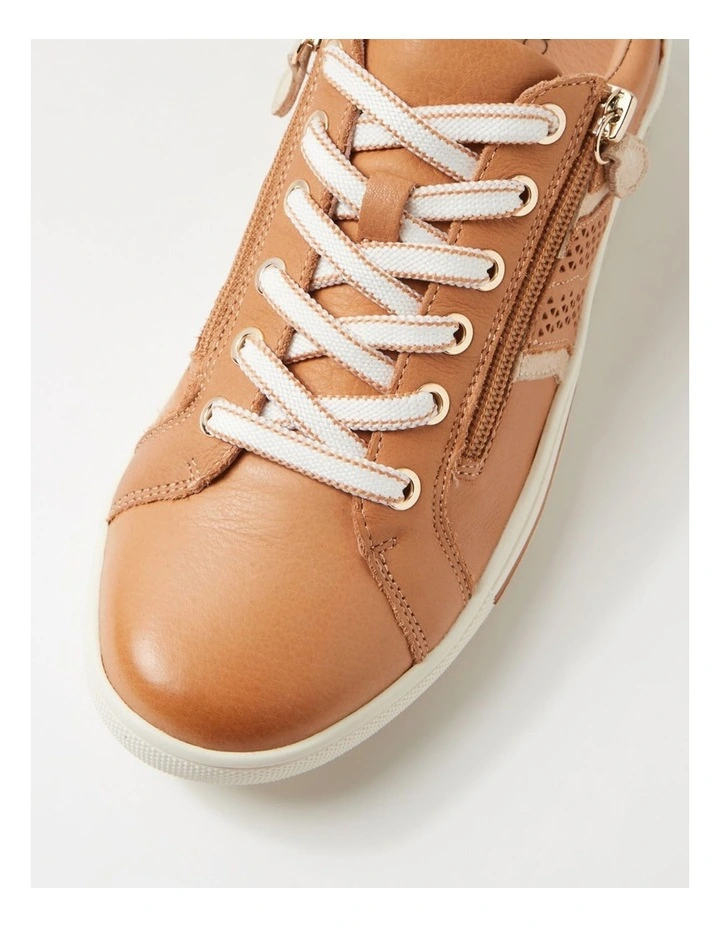 Emillio Tan Platinum Leather Suede Sneakers image 4