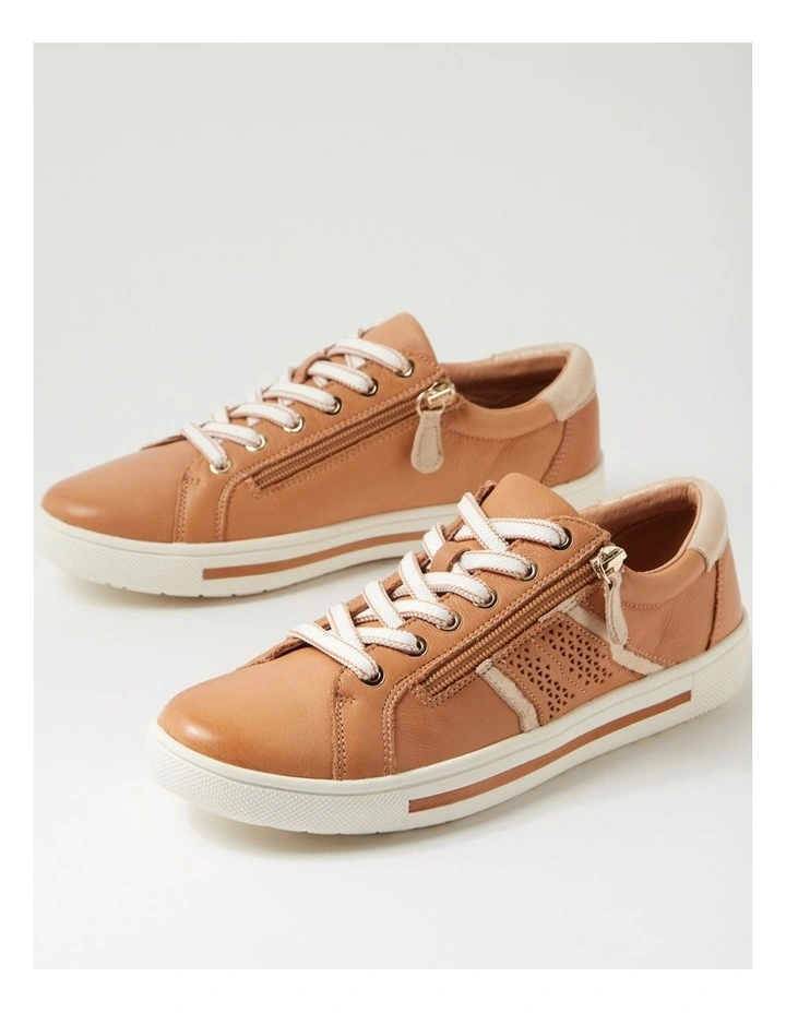 Emillio Tan Platinum Leather Suede Sneakers image 5
