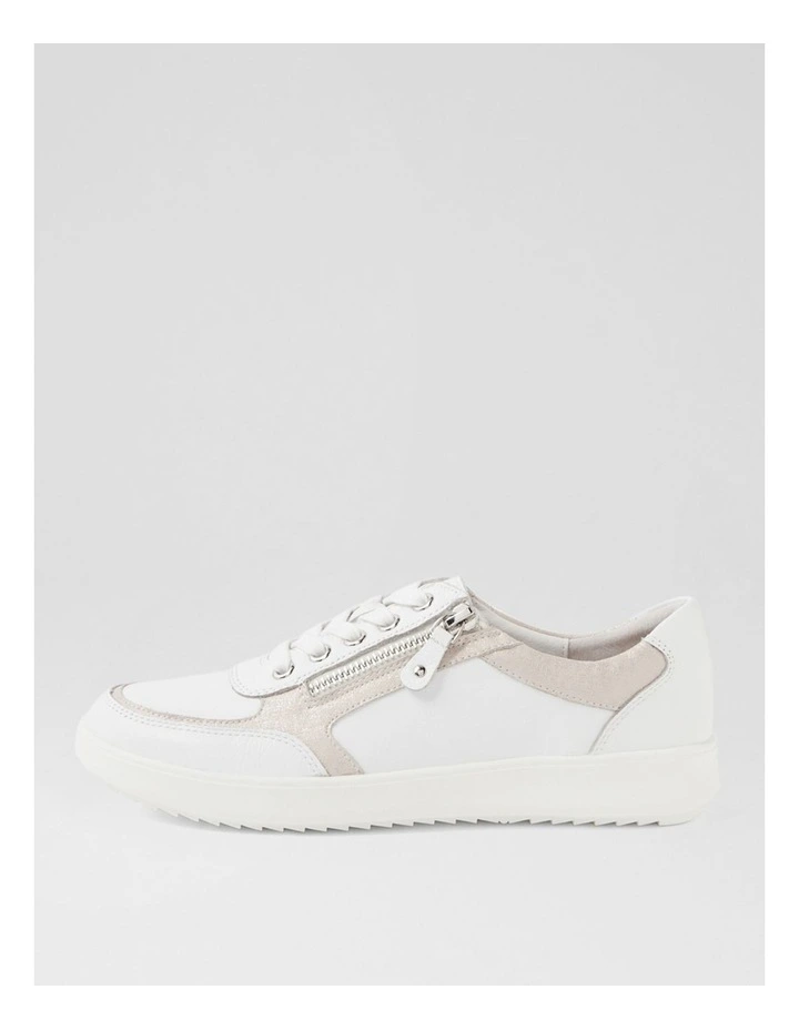 Zulie White Almond Silver Scratch Leather Sneakers image 1