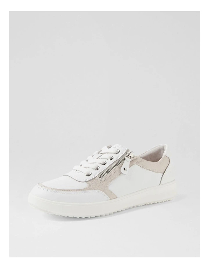 Zulie White Almond Silver Scratch Leather Sneakers image 2