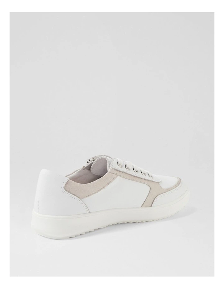Zulie White Almond Silver Scratch Leather Sneakers image 3