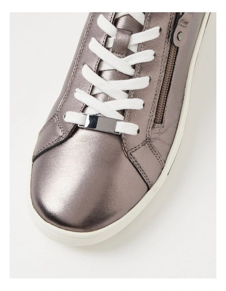 Evone Pewter Leather Sneakers image 4