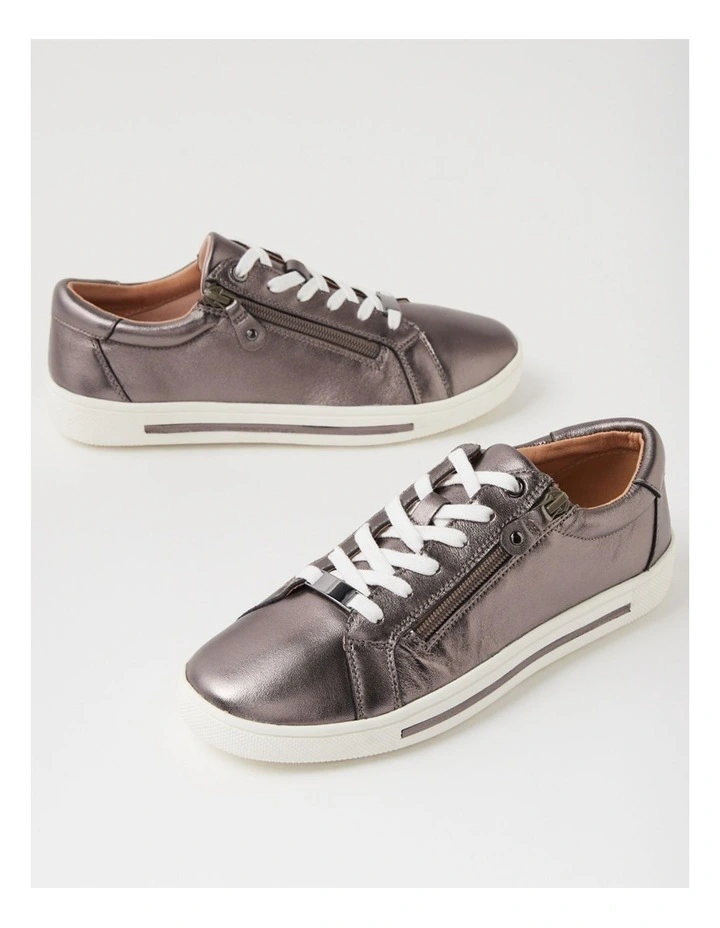 Evone Pewter Leather Sneakers image 5