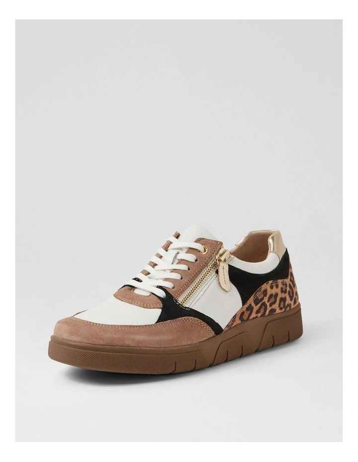 Thaminia D Taupe Leopard Leather Sneakers image 2