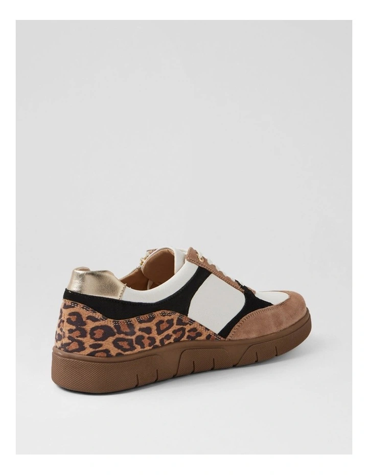 Thaminia D Taupe Leopard Leather Sneakers image 3