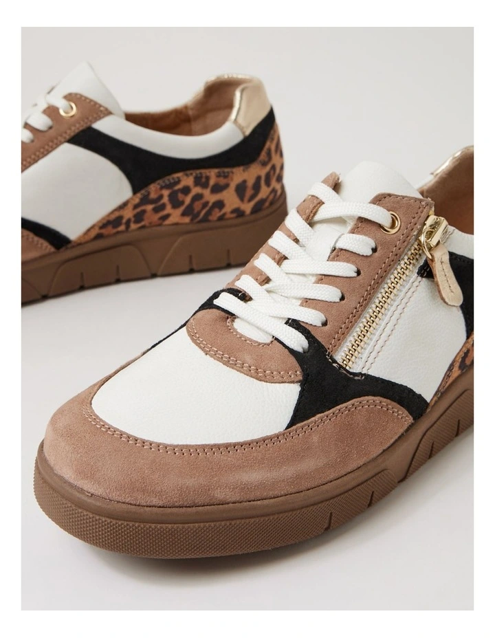 Thaminia D Taupe Leopard Leather Sneakers image 5