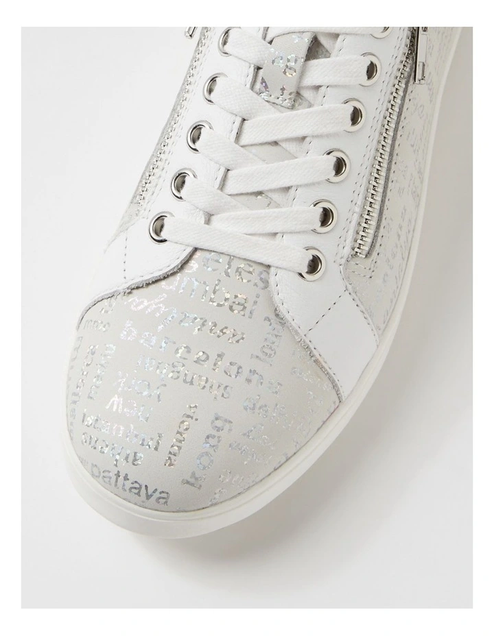 Lillyz Silver Font White Leather Sneakers image 4