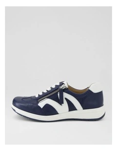Abigalie D Ocean White Leather Sneakers