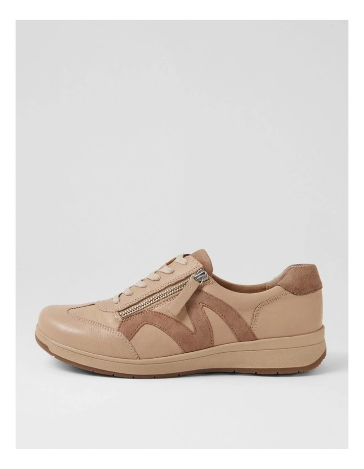 Abigalie D Beige Taupe Leather Sneakers image 1