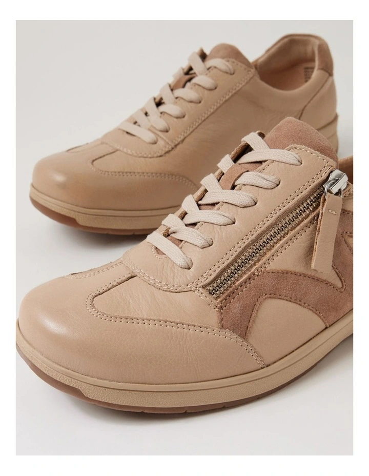 Abigalie D Beige Taupe Leather Sneakers image 5