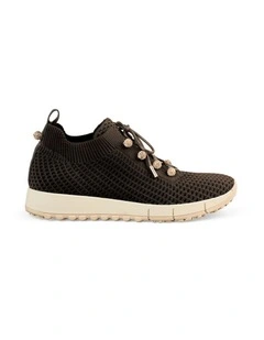 Perla Knit Sneaker - Chocolate / Diamante