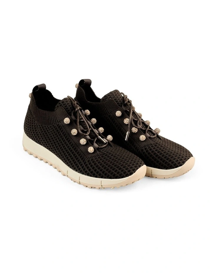 Perla Knit Sneaker - Chocolate / Diamante image 2