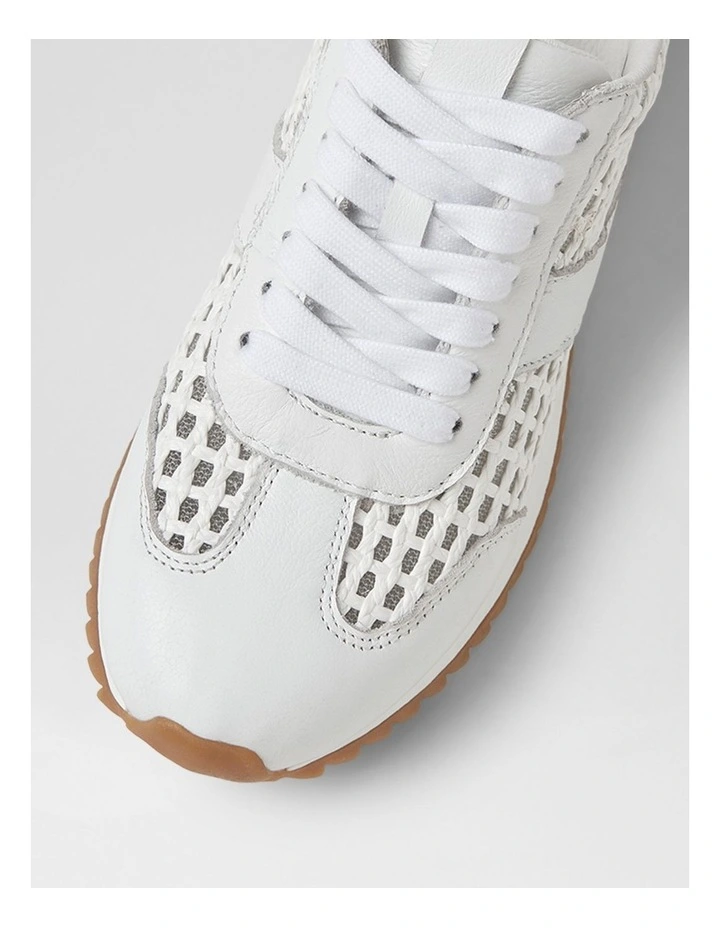 Diwa White Leather Woven Sneakers image 4