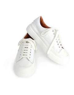 Just A Dream Croc Leather Sneaker in White
