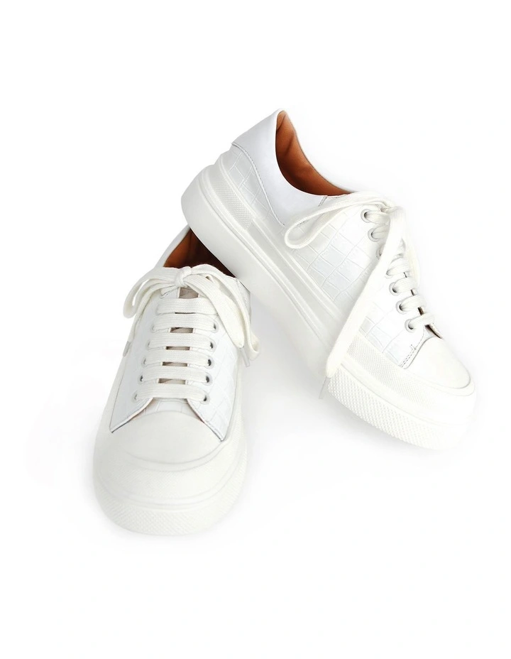Just A Dream Croc Leather Sneaker in White image 1