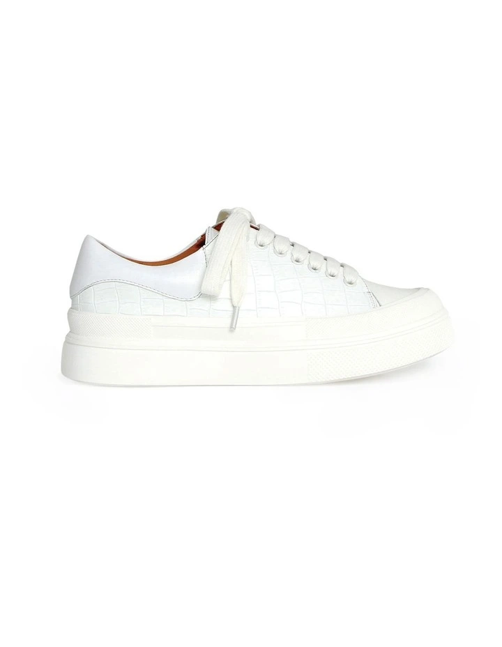 Just A Dream Croc Leather Sneaker in White image 3