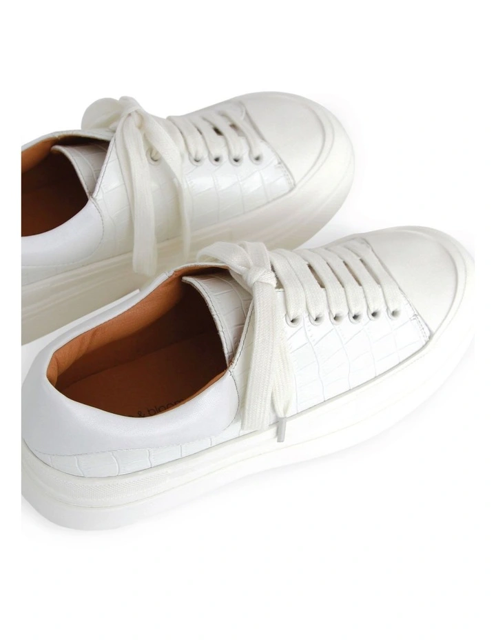 Just A Dream Croc Leather Sneaker in White image 4