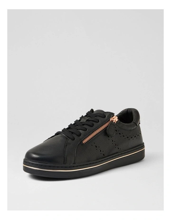 Sacie Black Rose Gold Leather Sneakers image 2