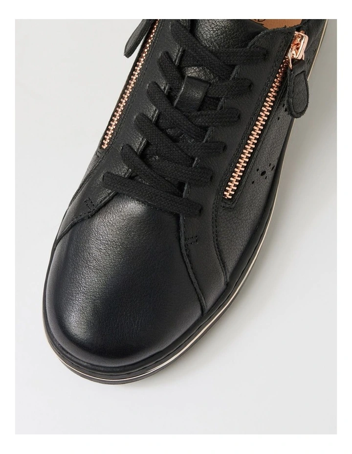 Sacie Black Rose Gold Leather Sneakers image 4