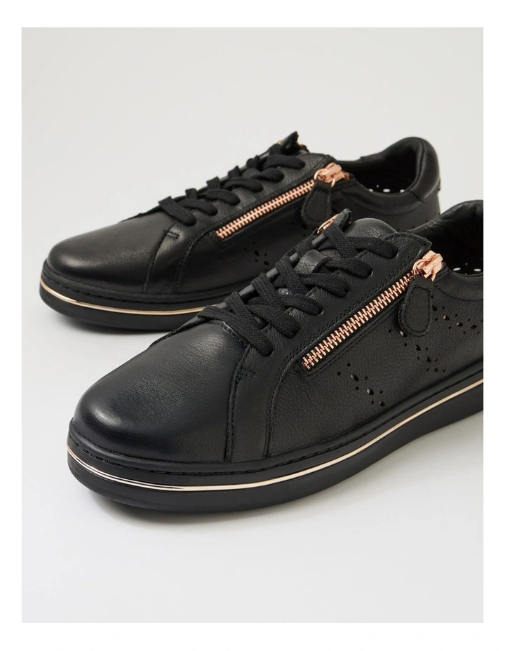 Sacie Black Rose Gold Leather Sneakers image 5
