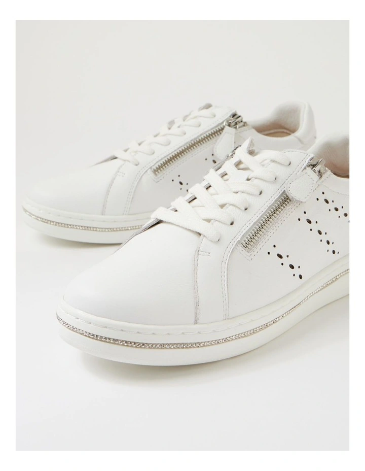 Sacie White Diamonds Leather Sneakers image 5