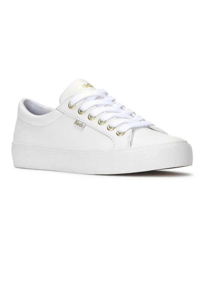 Jump Kick Leather Sneaker in White/Gold image 2