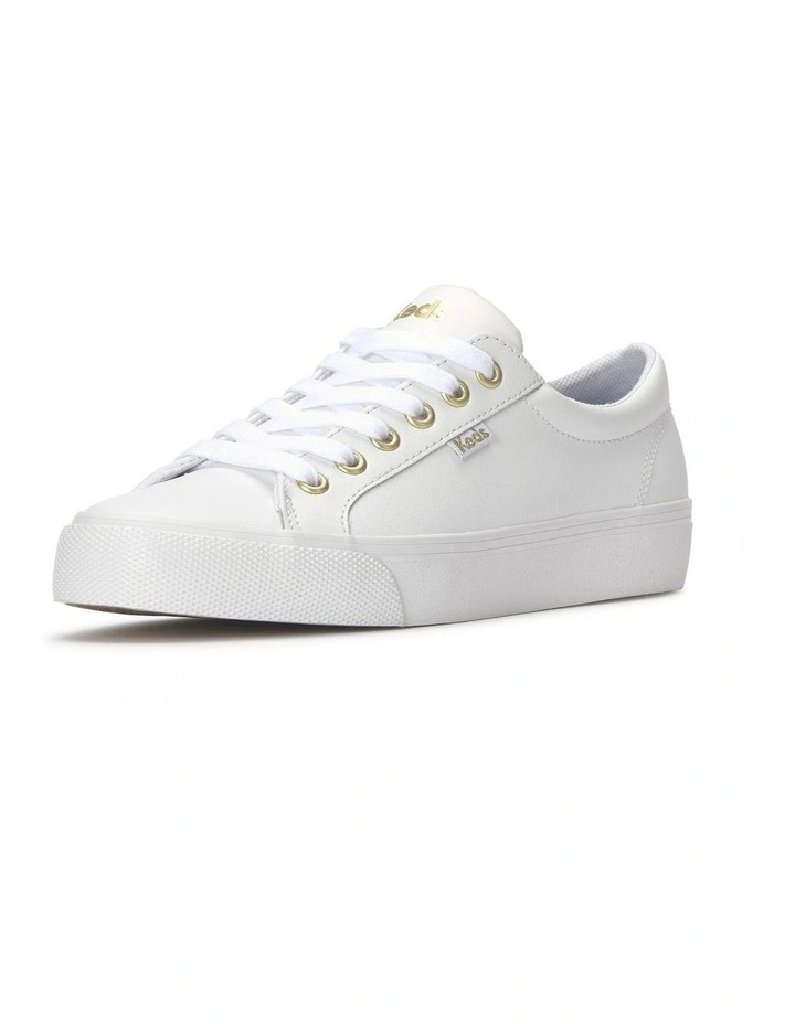 Jump Kick Leather Sneaker in White/Gold image 3