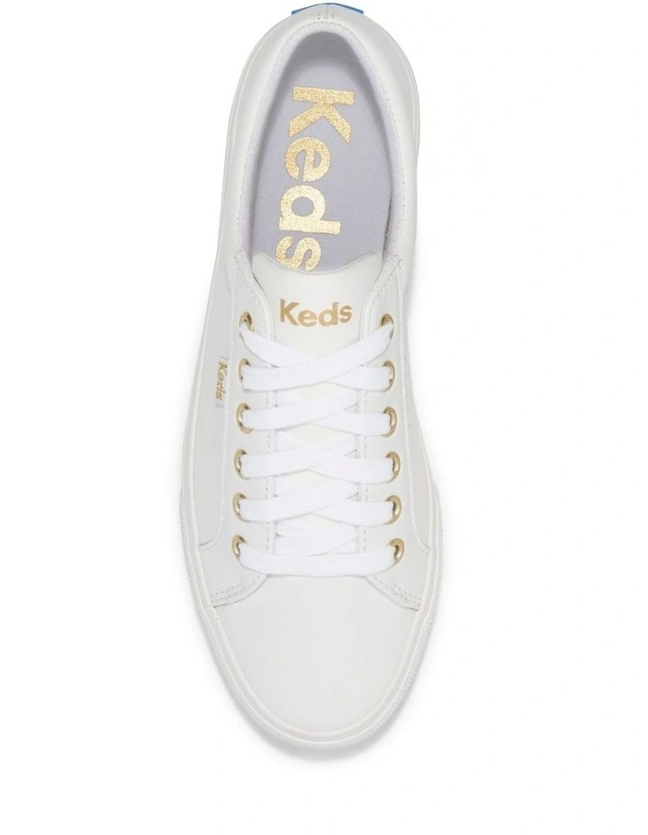 Jump Kick Leather Sneaker in White/Gold image 4