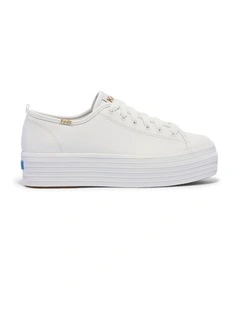 Triple Up Leather Platform Sneaker in White