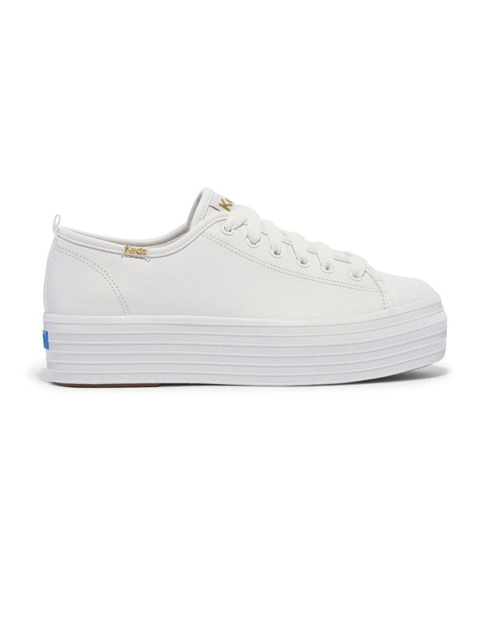 Triple Up Leather Platform Sneaker in White image 1