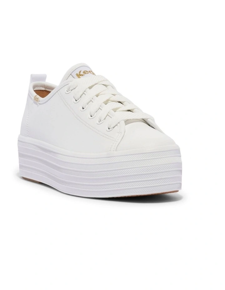 Triple Up Leather Platform Sneaker in White image 2