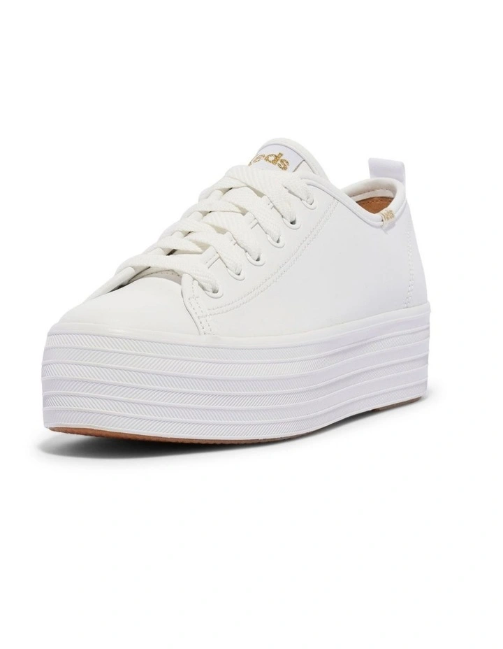 Triple Up Leather Platform Sneaker in White image 3