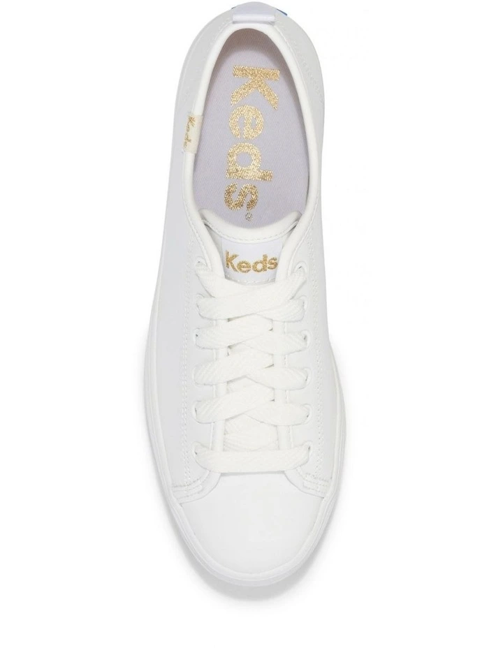 Triple Up Leather Platform Sneaker in White image 4