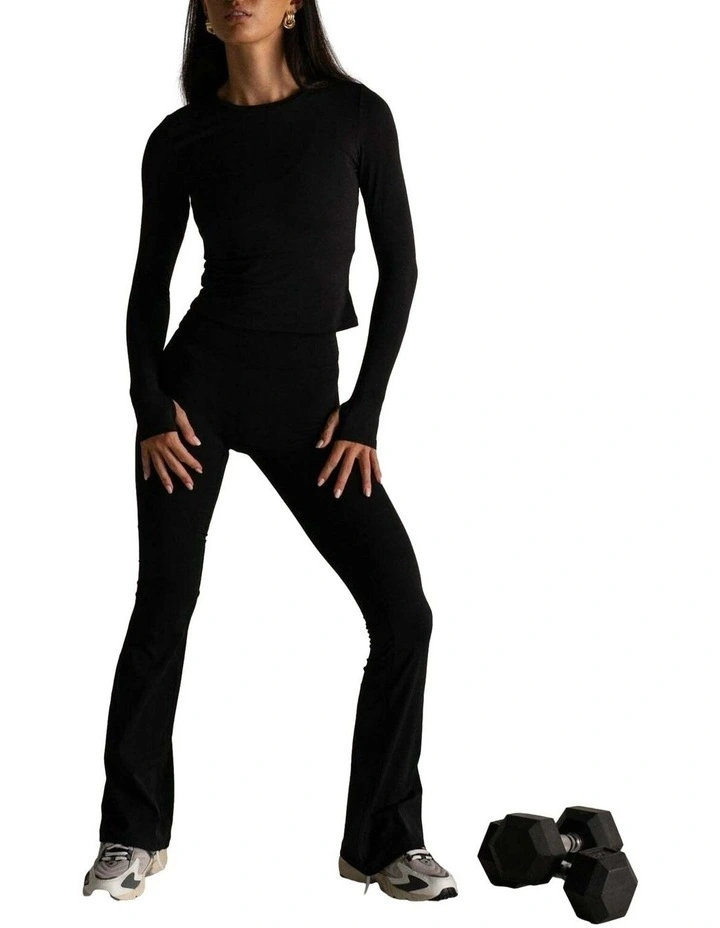 HyperLuxe Shape Flare Legging- Black image 2