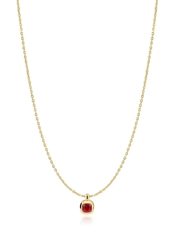 Gold Crimson Solitaire Necklace image 1