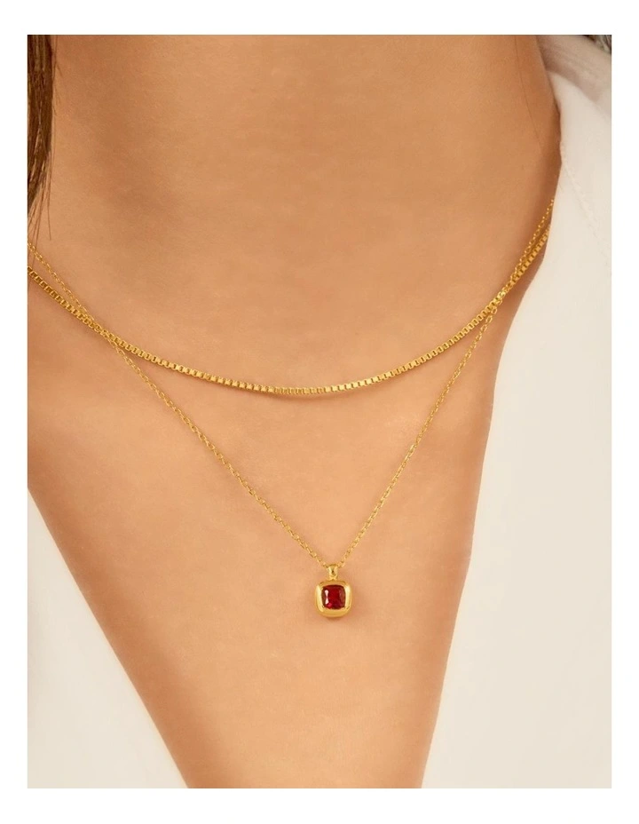 Gold Crimson Solitaire Necklace image 2