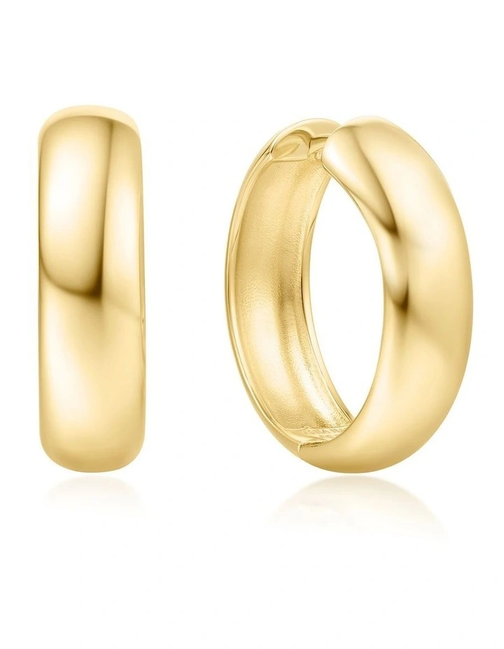 Gold Chubby Large Huggie Hoop Earrings image 1