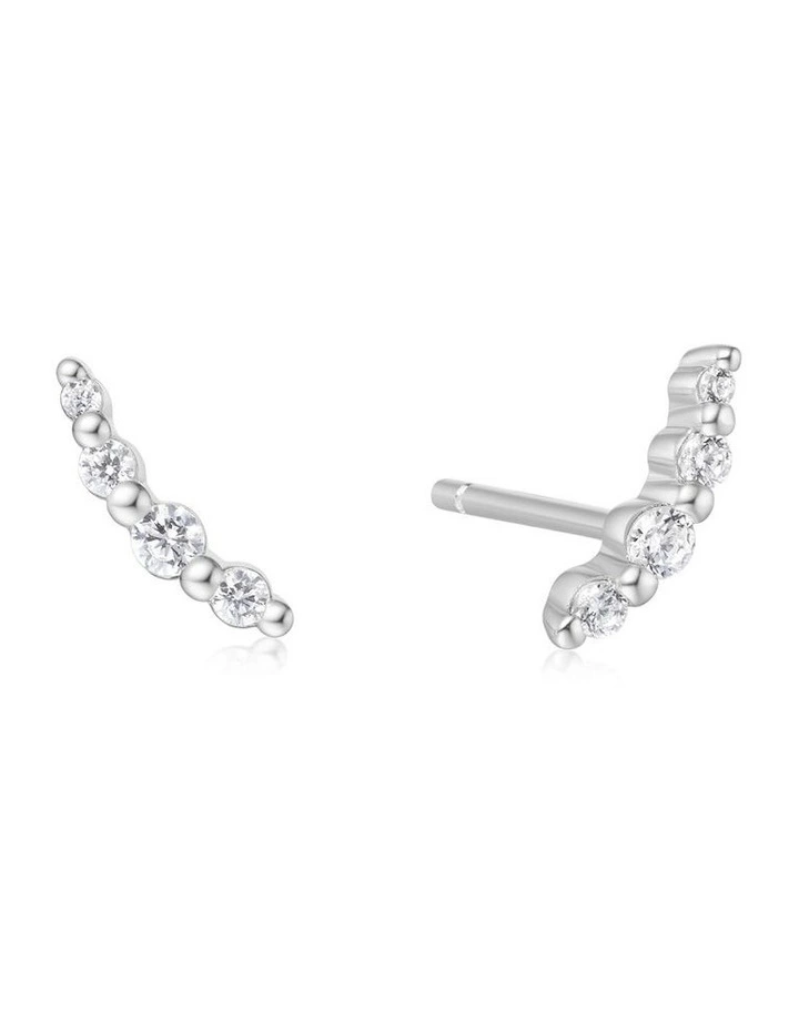 Silver Bezel Beaded Stone Stud Earrings image 1