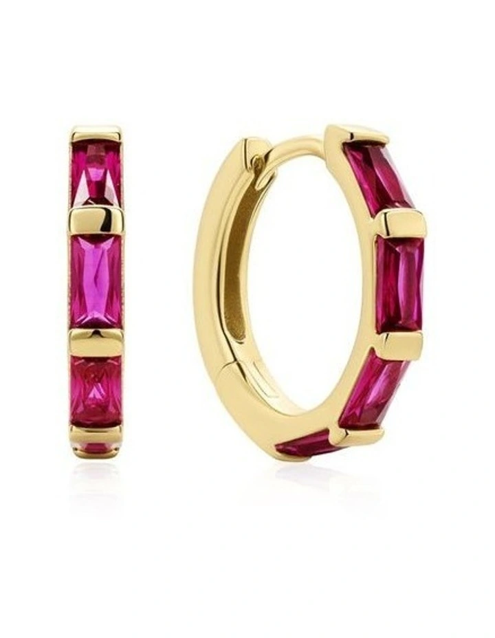 Crimson Huggie Hoop Earrings image 1