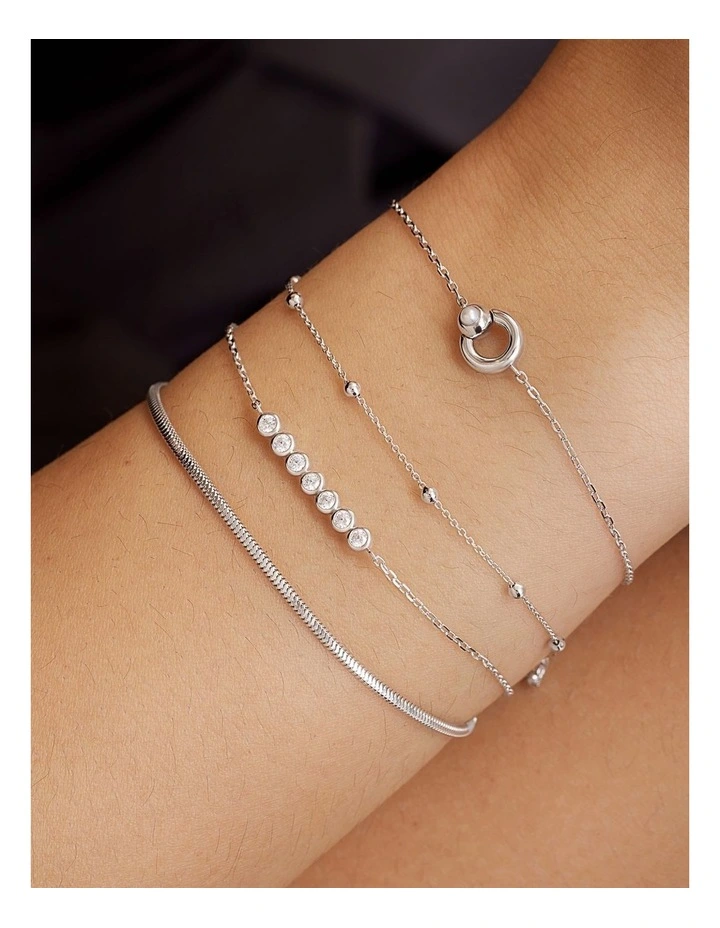 Silver Beaded Chain Bracelet image 1