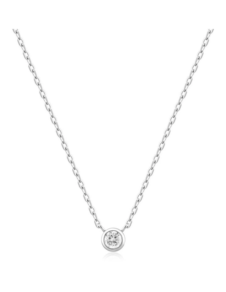 Silver Round Solitaire Cubic Zirconia Necklace image 1