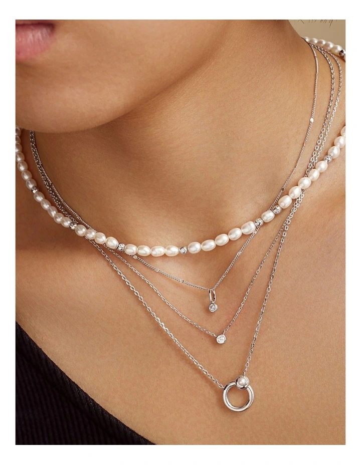 Silver Round Solitaire Cubic Zirconia Necklace image 2