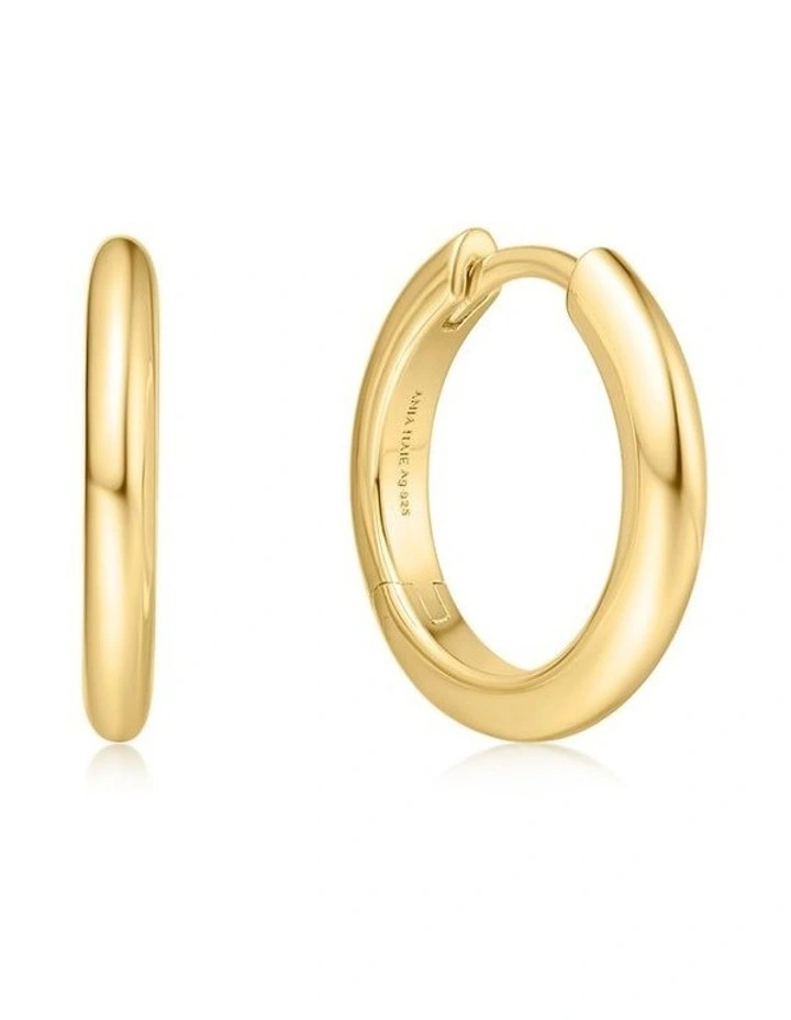 Gold Tube Small Huggie Hoop Earrings image 1
