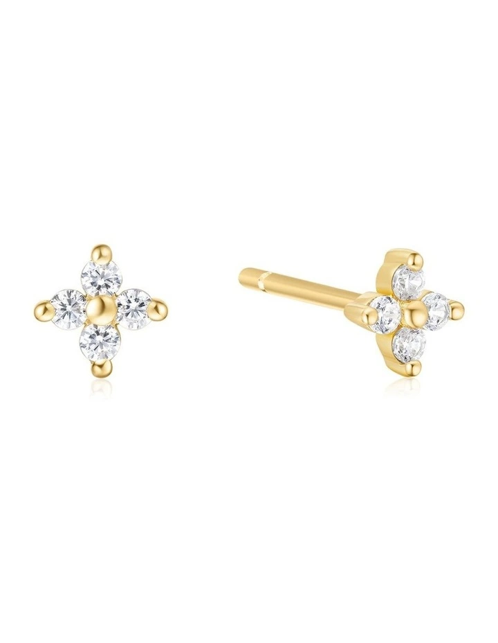 Gold Four-Petal Stud Earrings image 1