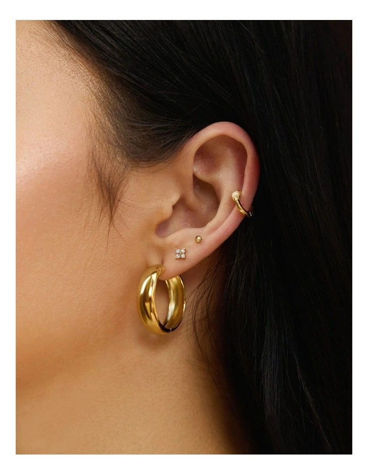 Gold Four-Petal Stud Earrings image 2