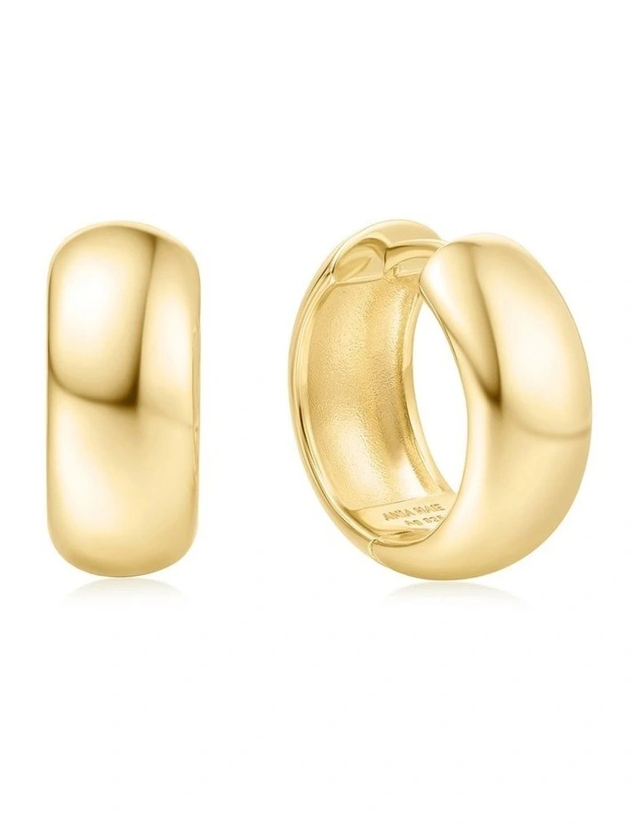 Gold Chubby Medium Huggie Hoop Earrings image 1